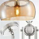 WUZUPS Nickel Chandelier Rustic Farmhouse Industrial Round Ceiling Pendant LED Light Fixture with Amber Glass Shade for Dining Room Kitchen Island Foyer Entryway, H 17" W 13.4", E26 Base by CozyNest Decor