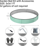 Galvanized Metal Planter Round Raised Garden Bed Kit for Gardening Outdoor，3x3x1ft Grow Garden Box Raised Flower Bed，Round Galvanized Planter Outdoor Large Metal Fire Pit Ring Green by GreenHaven Gardens