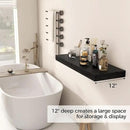 Fun Memories 30 Inch Floating Shelves Black, 12 Inch Deep Floating Shelf for Books, 30 x 12 x 2 Deep & Thicked Wall Shelves for Bathroom, Living Room, Kitchen, Set of 1