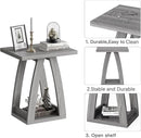 End Tables Living Room, Side Table Beside Sofa, Nightstand for Bedroom, Couch Side Table with Shelf, Modern End Table for Living Room, Grey End Table Set of 2