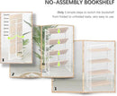 4NM No Assembly 4 Tiers Folding Bookshelf, 47.2" H Foldable Storage Shelves Vintage Bookcase Standing Racks Study Organizer Home Office - Natural White by CozyNest Decor