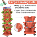Vertical Planter, 7 Tier Stackable Strawberry Planter with Garden Tool Set, Movable Indoor/Outdoor Garden Herb Pot for Growing Vegetables and Succulents, Red by GreenHaven Gardens