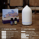 200ML Ceramic Essential Oil Diffuser - Ultrasonic Aromatherapy & Humidifier with 7-Color LED Lights, Auto Shut-Off, White, 1H/3H/6H Timer | Scent for Home,Office,Yoga by TinyTreasures Baby Boutique