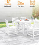 7 Pieces HDPE Outdoor Dining Set, Patio Dining Set with Umbrella Hole, All Weather Outdoor Dining Table Sets for 6, HDPE Patio Furniture Sets for Deck, Backyard, Lawn, and Poolside, Pearl by CozyNest Decor