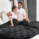 Cozy Bliss Checkered Large Faux Rabbit Fur Black Queen Bed Blanket, Soft Fuzzy Fluffy Minky Furry Plush Blankets for Couch, Bed, Adults (90 * 90 Inches Black) by CozyNest Decor