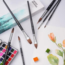 Watercolor Brush Set, Fuumuui 7pcs Professional Sable Paint Brushes with Extended Needle, Round Point, Flat, Dagger, Cat's Tongue for Watercolor, Acrylic, Gouache – Detail & Wash Painting by TinyTreasures Baby Boutique