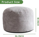 HIGOGOGO Round Stuffed Pouf Ottoman, Corduroy Poufs with Foam Chunk Filling, Furry and Fluffy Pouf Foot Stool Storage Ottoman, 26 X 18 Floor Poufs Foot Rest for Living Room, Grey by CozyNest Decor