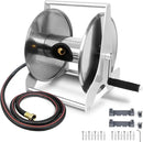 Stainless Steel Garden Hose Reel, Wall Mount or Floor Mounted with 3/4 Inch Brass Fittings Lead hose, 135 Ft Capacity with Crank Handle & portable hose reels for outside by GreenHaven Gardens