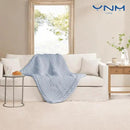 YnM Cooling Chunky Throw Blanket, Medium-Weight, Hand Knitted, Skin Friendly, Ventilated and Breathable, Machine Washable, Home Décor Piece for Couch, Sofa and Bed (Azure Blue, 60x80 Inch) by CozyNest Decor