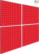 4 Pack Steel Peg Board,Universal 1/8 and 1/4 Pegboard Accessories,Ideal for Garage Tool Storage, Office Organization, Craft Room, Kitchen etc. (Red, 4-12X12) by GreenHaven Gardens