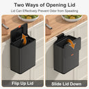 Mbillion Kitchen Compost Bin Hanging Trash Can with Lid 2.1 Gallon Stainless Steel Garbage Can for Kitchen Cabinet Door Mounted Trash Can Under Sink Door RV Bathroom,Brushed Black by GreenHaven Gardens