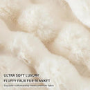 Cozy Faux Fur Throw Blanket for Bed-Warm Fuzzy Throw Blanket, Soft Plush Thick Bubble Blankets for Bedroom and Living Room, Furry Luxury Blanket, 90 x 90, Cream by CozyNest Decor