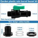 Plastics Rain Barrel Spigot Kit,High Flow Valve Core Water Tank Faucet+PVC Bulkhead Fitting,Straight Head 3/4 NPT to 3/4 GHT Rain Barrel Spigot for Plastic Bucket rainwater Drum Container by GreenHaven Gardens