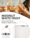 Insulated Ice Bucket with Silicone Lid, Scoop, Tongs & Strainer, 3L Stainless Steel Double Wall Ice Buckets for Parties & Cocktail Bar, Champagne Ice Bucket with Lid for Freezer, Ivory by CozyNest Decor