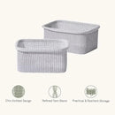 La Jolie Maison Blended Fabric Storage Baskets Set of 2, Rectangle Knitted Baskets for Organizing, Boho Decorative Baskets, Durable Finish, Grey by CozyNest Decor