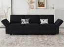 Belffin Modular Sofa Couch with Storage Seats Velvet 3 Seater Sofa for Living Room Black by CozyNest Decor