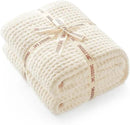 Snuggle Sac Ultra Soft Waffle Throw Blanket for Couch Bed Sofa 50x60 inches, Reversible Cream Blanket Microfiber Fluffy Fuzzy Cozy Knit Throws for Women Mothers Birthday Gifts by CozyNest Decor