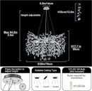 Modern Round Crystal Chandeliers, 30" Crystal Chandeliers for Dining Room,Silver Tree Branches Chandelier, for Living Room,High Ceiling,Foyer,Entryway,Kitchen Island by CozyNest Decor