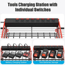 CCCEI Red Power Tool Organizer Wall Mount, Large Tools and Battery Storage Rack Charging Station Individual Switches. Drills Holder, Garage Utility Shelves with 6FT Power Strip. Gift for Men. by GreenHaven Gardens