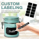 Home Intuition 4-Piece Ceramic Kitchen Canisters Set, Airtight Containers with Wooden Spoons Reusable Chalk Labels and Marker for Sugar, Coffee, Flour, Tea (Turquoise) by CozyNest Decor