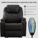 Power Recliner Chair with Heat and Massage, PU Leather Home Theater Seating with LED Lights/Cup Holders/Side Pocket/USB Port, Reclining Sofa Chair for Living Room(2, Brown) by CozyNest Decor