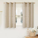 LAMIT Brown Sheer Linen Curtains 48 inches Length 2 Panels, Short Light Filtering Linen Textured Curtains for Kitchen/Window/Cafe/Loft Room, 34 x 48 Inch by CozyNest Decor
