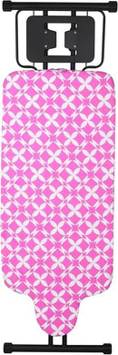 Extra Large Ironing Board with Hang Rail and Iron Rest 63" L x 20" W (Large with Iron Rest (Pink Cover)) by CozyNest Decor