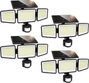 UME Solar Outdoor Lights 302 LED 3000LM, IP65 Waterproof Motion Sensor Outdoor Lights, 3 Heads Solar Security Flood Lights 270 Wide Lighting Angle with 3 Modes for Garden Patio Yard - 4 Pack by GreenHaven Gardens