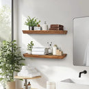 24"x6.8"x1.6" Slanted Floating Wall Shelves 2-Pack - Rustic Brown Finish, Heavy-Duty Solid Wood Design with Hidden Brackets - Perfect for Living Room, Kitchen, Bathroom, or Office by CozyNest Decor