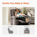 Rocking Chair Nursery with Adjustable Armrests, Electric Glider Recliner Nursing Chair for Breastfeeding, Power Swivel Recliner Chairs with USB Port and Storage, FSC Certified (Haze) by TinyTreasures Baby Boutique