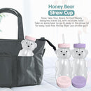 Honey Bear Straw Cup for Babies, Honey Bear Cups with Travel Lid, 2-Pack Therapy Learning HoneyBear Straw Sippy Cup for Toddlers, Cherry Blossom & Unicorn, 8 oz by TinyTreasures Baby Boutique