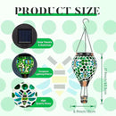 Bee Solar Hot Air Balloon Lantern Outdoor Waterproof, Green Mosaic Glass Hanging Solar Lantern Lights, Outdoor Hanging Lights for Patio Yard Garden Gift for Mom Grandma Women by GreenHaven Gardens