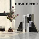 Marble Bookend for Heavy Books, Decorative Bookends for Shelves, Durable and Heavy-Duty Book End for Hardback Book & CDS, Unique Book Stopper & Holder, Meteorus, Set of 2 by CozyNest Decor