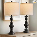 BOBOMOMO 24" Traditional Farmhouse Table Lamp Set of 2, Vintage Resin Lamps for Living Room Bedroom, Rustic Nightstand Lamp with Linen Shades, Retro Black Table Lamps for Living Room, Bedroom, Office by CozyNest Decor