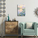 The hydrangea scenery all over the lake at sunset is suitable for posting in the living room bedroom office landscape poster wall painting by CozyNest Decor