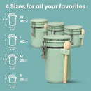 Home Intuition 4-Piece Ceramic Kitchen Canisters Set, Airtight Containers with Wooden Spoons Reusable Chalk Labels and Marker for Sugar, Coffee, Flour, Tea (Mint) by CozyNest Decor