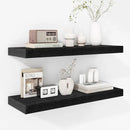 Fun Memories 24 Inch Floating Shelves - Deep Rustic Black Wooden Wall Shelves - Extra Deeper & Thicker Wall Mounted Storage Shelf for Bedroom, Kitchen, Farmhouse - 2 Pack, Rustic Black by CozyNest Decor