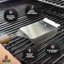 BBQ-AID Bristle Free Grill Brush and Scraper for Barbecue - Extended Large Wooden Handle With Replaceable Head - No Scratch BBQ Cleaning Accessories for Outdoor Grills by GreenHaven Gardens