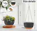 2 Pack 12 Inch Large Hanging Planters with Chains Self Watering Black Brown Plastic Hanging Pots for Indoor Outdoor Plants, Garden Porch Home Decor，Black Brown by CozyNest Decor