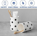 Black Polka Dot Ceramic Toothbrush Holders White - 2 Cups Toothbrush Holders for Bathrooms Toothbrush Toothpaste Holders, White Bathroom Tumbler Cups, Reusable Toothbrush Cups by CozyNest Decor