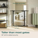 Cumbor 36" Extra Tall Baby Gate for Dogs and Kids with Wide 2-Way Door, 29.7-40.6" Width, and Auto Close Personal Safety for Babies and Pets, Fits Doorways, Stairs, and Entryways by TinyTreasures Baby Boutique