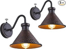 2 Pack Dusk to Dawn Outdoor Wall Light Fixtures Photocell Sensor, Exterior Sconce Light with Cast Hammered Aluminum Shade, Outside Wall Mount Lamp for House Patio Garage Entryway Doorway by CozyNest Decor