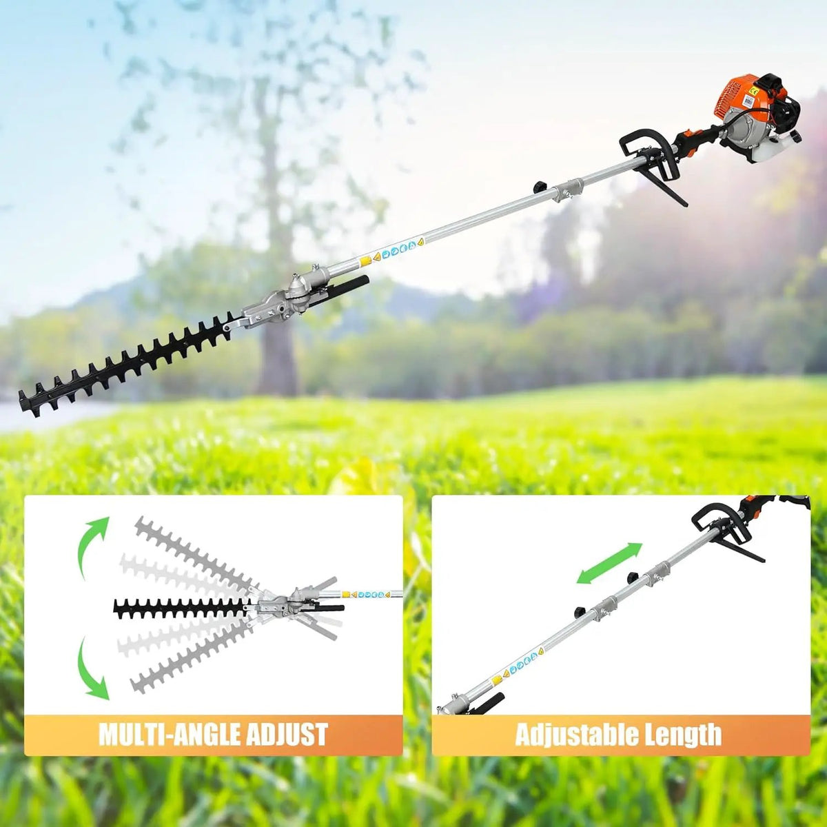 Gas Trimmer Weed Eater 52cc 2-Stroke,6 in 1 Multi-Functional Petrol Trimmer Hedge Trimmer Pole Saw Trimmer for Quick Weed Grass Cleaning Crop Seed Soil Protection Tools, photo 4 of 5