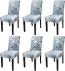JQinHome Pattern Chair Covers for Dining Room Set of 6, High Stretch Removable Washable Parsons Chair Slipcover for Home Party Hotel Wedding Ceremony (Flower,6PCS) by CozyNest Decor