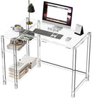 Eglaf Acrylic L-Shaped Desk - Clear Desk with Reversible Storage Shelves - Modern Home Office Desk Corner Desk for Study, Writing, Rectangular Legs, Easy Assembly, 39.4" L x 27''W x 29.5" H by CozyNest Decor