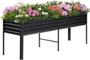 Land Guard Galvanized Raised Garden Bed with Legs, 96×24×32in Raised Garden Beds Outdoor with Drainage Holes, Planter Boxes Outdoor for Backyard, Patio, Balcony, 800lb Capacity, Gray by GreenHaven Gardens