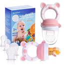 Baby Fruit Food Feeder Pacifier - Fresh Food Feeder, Infant Fruit Teething Teether Toy for 3-24 Months, 6 Pcs Silicone Pouches for Toddlers & Kids & Babies, 2-Pack (Light Pink) by TinyTreasures Baby Boutique