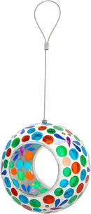 Sunnydaze 6-Inch Glass Mosaic Hanging Bird Feeder for Outdoors - Fly-Through Wild Bird Feeder - Dragonfly Dreams by GreenHaven Gardens