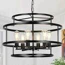 24" Black Chandelier, 6-Light Farmhouse Pendant Light Fixture with Geometric Metal Frame, Modern Industrial Ceiling Hanging Light for Dining Room, Living Room, Bedroom, Kitchen Island, Hallway, Foyer by CozyNest Decor