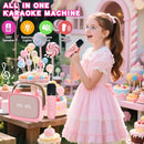 Mgaolo Upgraded Mini Karaoke Machine Toy for Kids, Portable Bluetooth Speaker with 2 Wireless Mics, Emoji & Colorful LED Lights, Home Travel & Party Play Gifts for Boys Girls (Pink) by TinyTreasures Baby Boutique